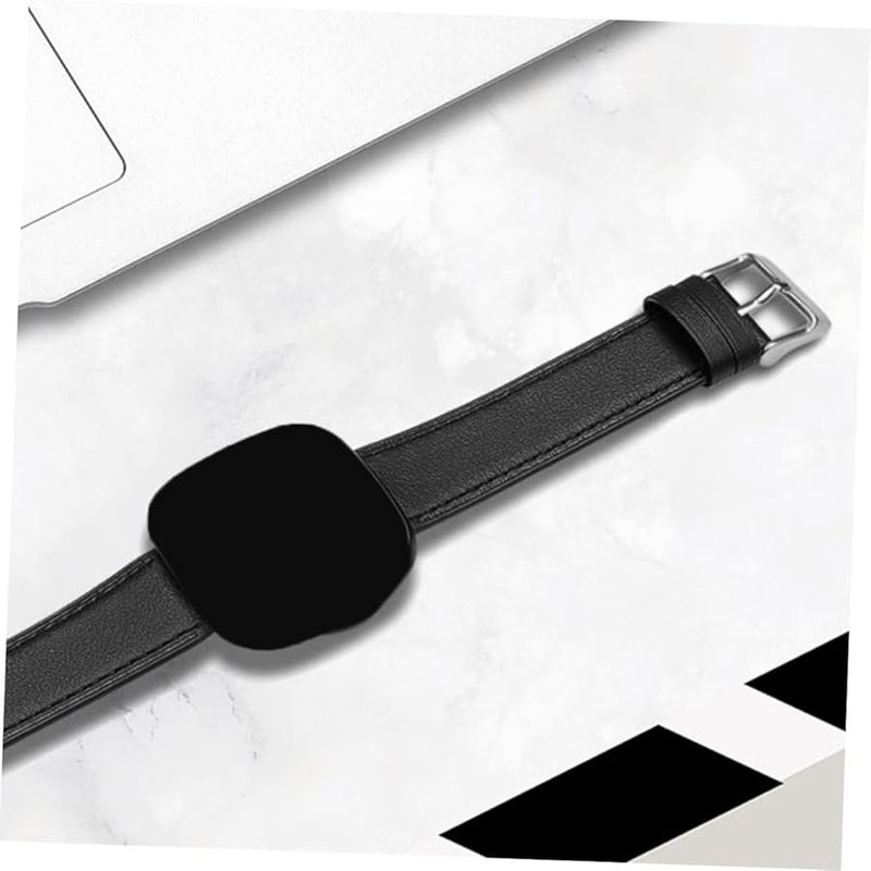 Black Genuine Leather Vintage Watch Strap Compatible with Fitbit Durable Comfortable Wristband for Men and Women - Image 4